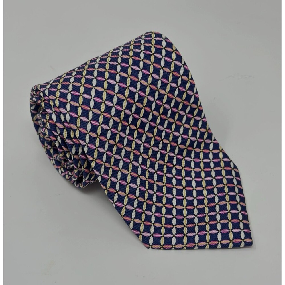 Battistoni Silk Neck Tie‎ Red Geometric Italy Barneys made in italy